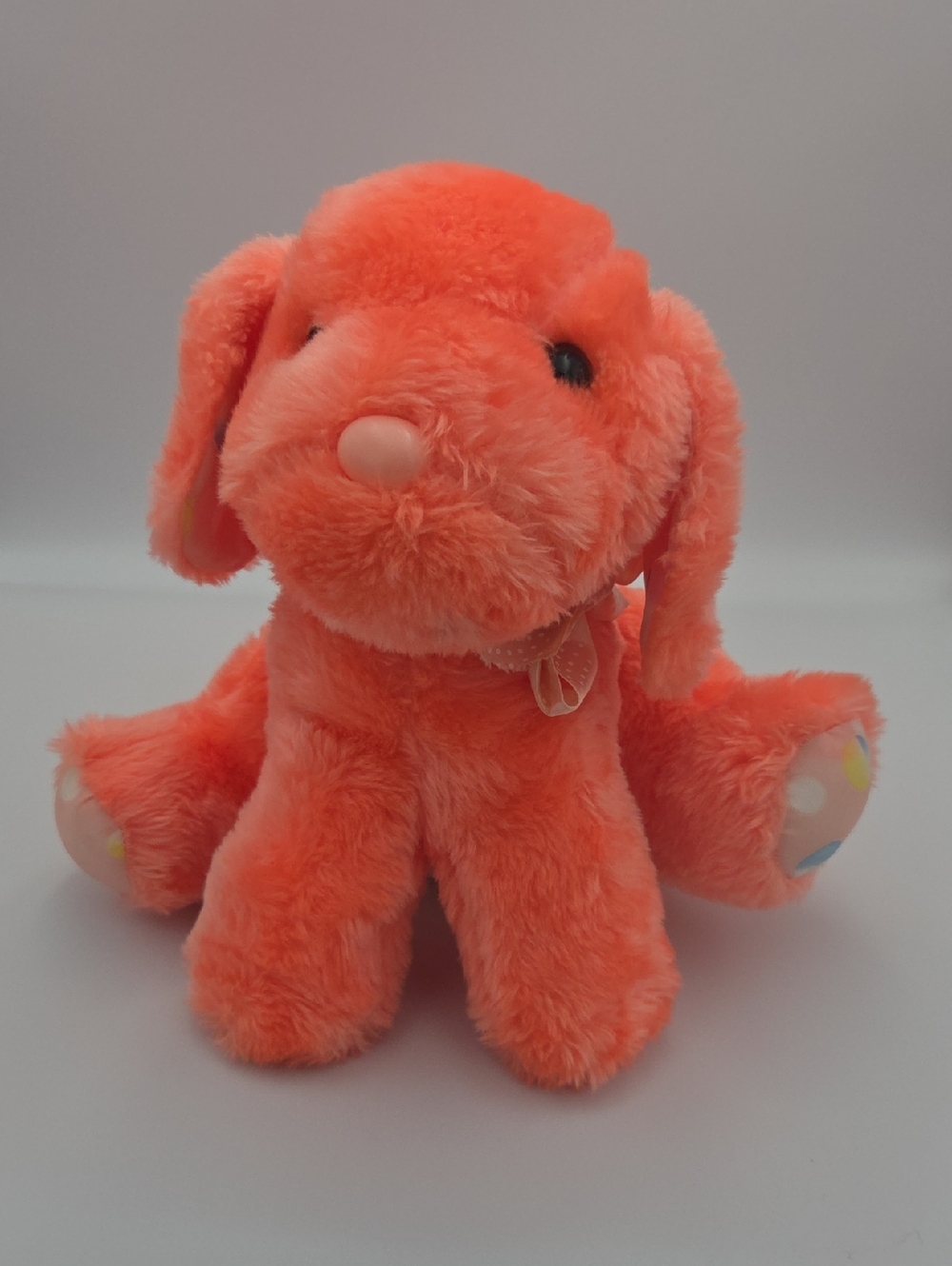 Vintage Merchandise International Neon Orange Puppy Plush Stuffed Animal 11"